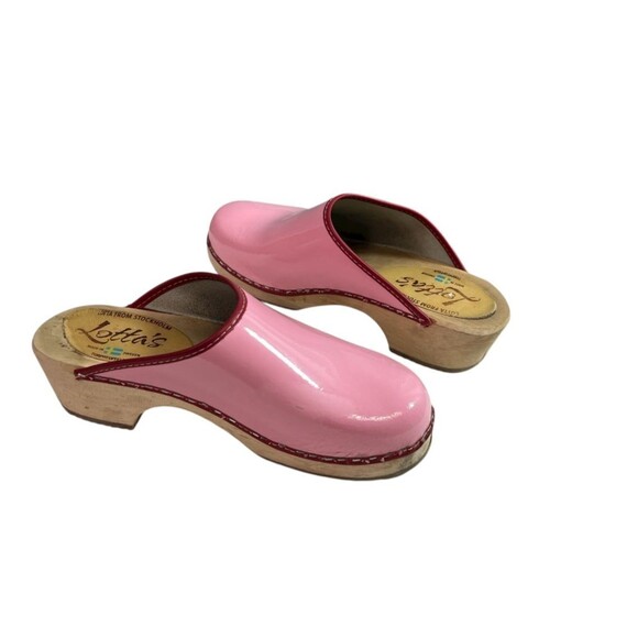 Lotta’s from Sweden Classic Retro Patent Leather Pink Clogs Size EU 37, US 6.5 - Picture 6 of 9